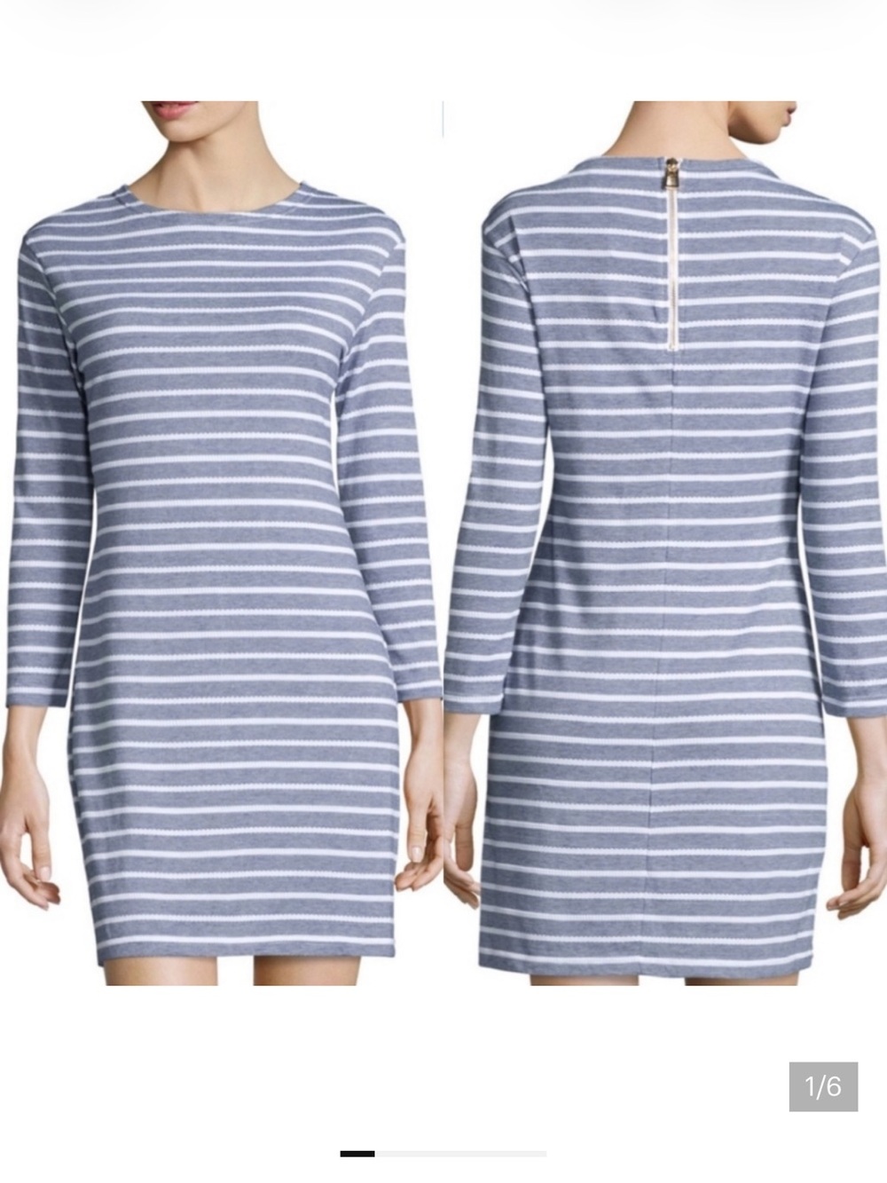 Sail to Sable Blue and White Striped Knit Shift Mini Dress